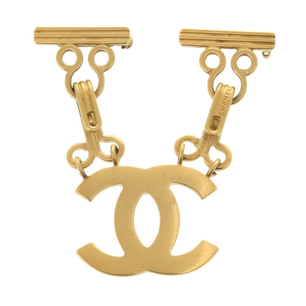 CHANEL Gold Logo Brooch